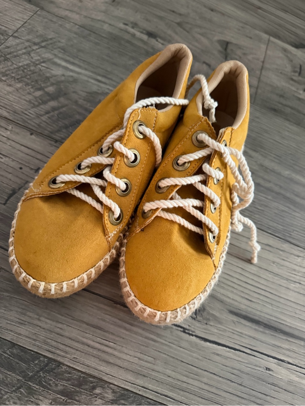 Women’s Yellow Espadrille Sneakers with Rope Laces